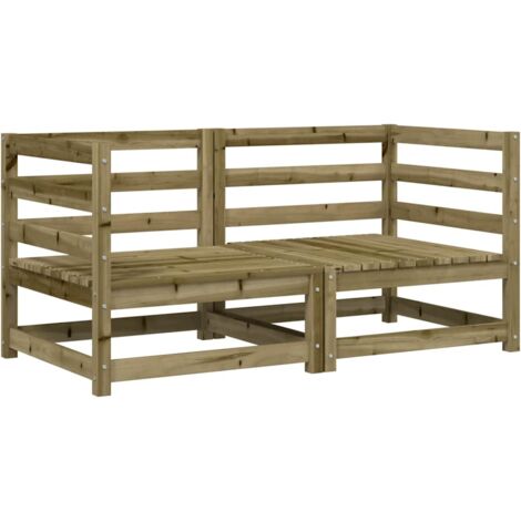 Garden Sofas Corner 2 pcs 70x70x67 cm Impregnated Wood Pine vidaXL