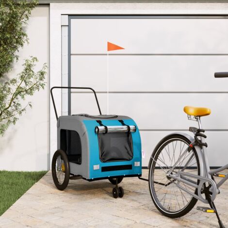 Pet Bike Trailer Blue and Grey Oxford Fabric and Iron vidaXL