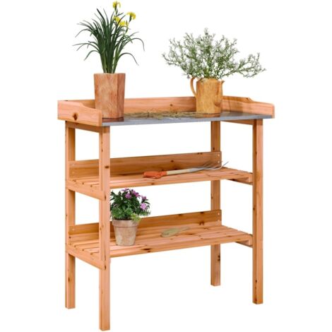Plant Table with Shelves Brown 78x38x82.5 cm Solid Wood Fir vidaXL (1/5)