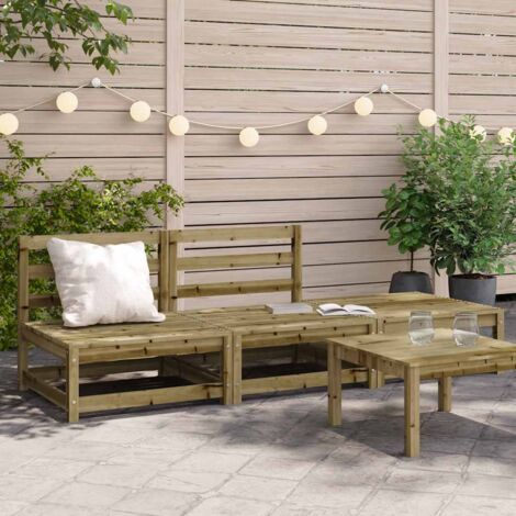Garden Sofa Natural Pine Solid Impregnated Pine Wood vidaXL