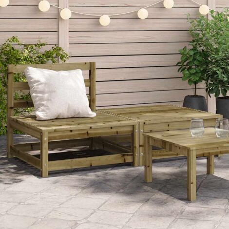 Garden Sofa Armless with Footstool Impregnated Wood Pine vidaXL