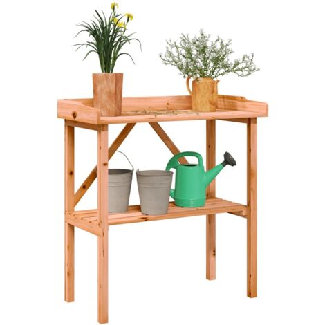 Plant Table with Shelf Brown 78x38x82.5 cm Solid Wood Fir vidaXL