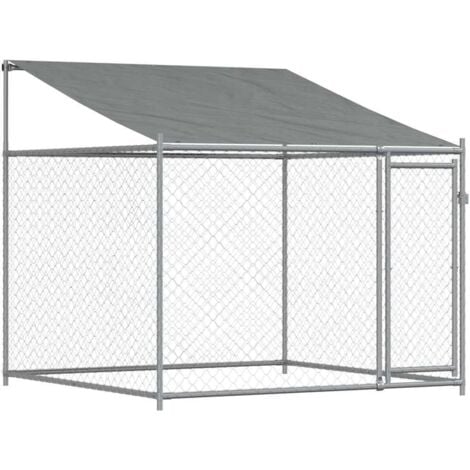 Dog Cage with Roof and Door Grey 2x2x2 m Galvanised Steel vidaXL