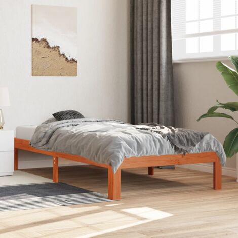 Bed Frame without Mattress Wax Brown 75x190 cm Small Single Solid Wood Pine vidaXL (1/5)