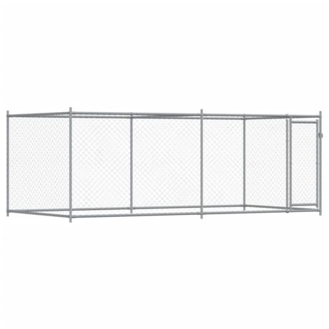 Dog Cage with Door Grey 4x2x1.5 m Galvanised Steel vidaXL