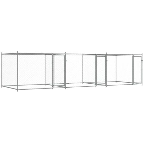 Dog Cage with Doors Grey 6x2x1.5 m Galvanised Steel vidaXL