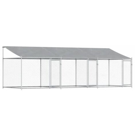 Dog Cage with Roof and Doors Grey 6x2x2 m Galvanised Steel vidaXL