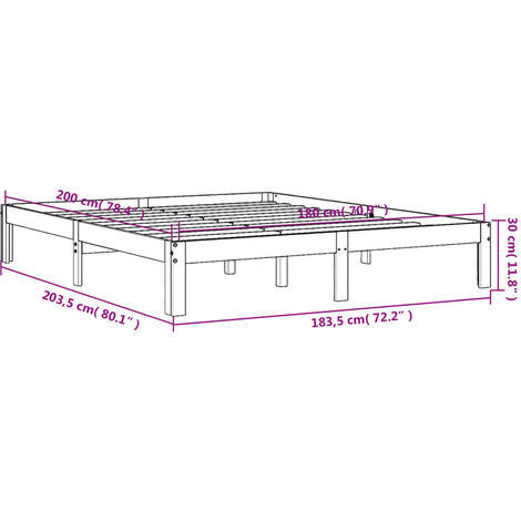 Bed Frame without Mattress Wax Brown 180x200 cm Super King Solid Wood Pine vidaXL