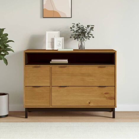 Drawer Cabinet FLAM 110x40x80 cm Solid Wood Pine vidaXL (1/5)
