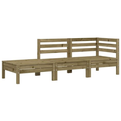 Garden Sofa Natural wood Impregnated solid pine wood 3-Seater vidaXL