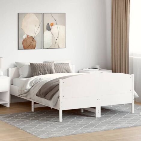Bed Frame without Mattress White 140x190 cm Solid Wood Pine vidaXL (1/5)