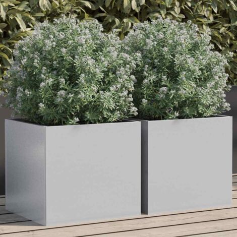 Planters 2 pcs Silver 32x30x29 cm Galvanised Steel vidaXL