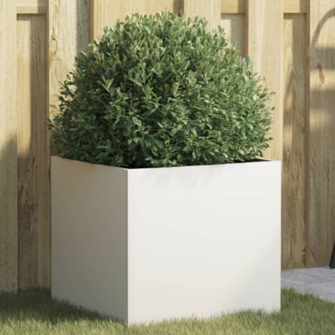 Planter White 42x40x39 cm Steel vidaXL