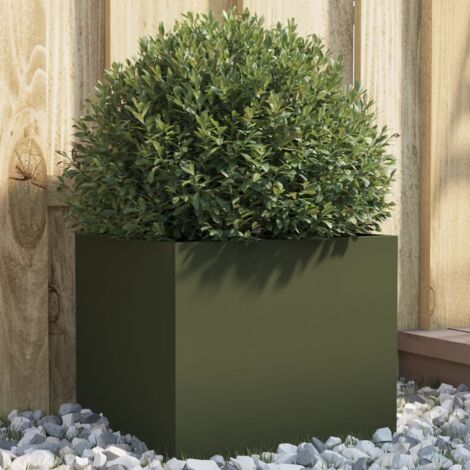 Planter Olive Green 32x30x29 cm Steel vidaXL