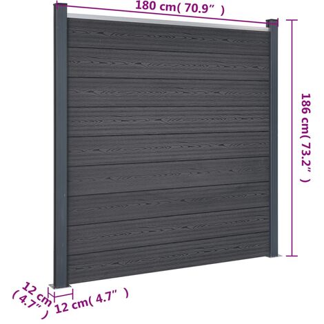 Fence Panel Set Grey 180x186 cm WPC vidaXL