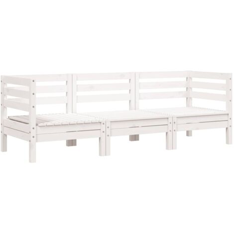 Garden Sofa  White  Solid pine wood  3-seater  Modular  Garden Sofa vidaXL