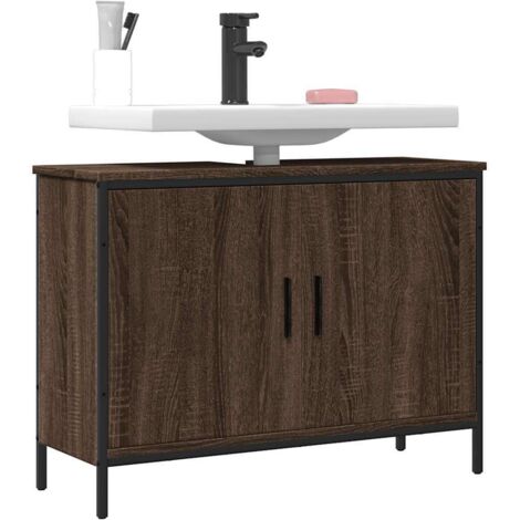 Bathroom Sink Cabinet Brown Oak 80x30x60 cm Engineered Wood vidaXL