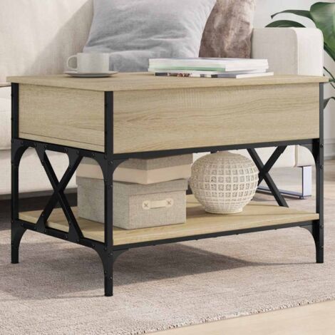 Coffee Table Sonoma Oak 70x50x50 cm Engineered Wood and Metal vidaXL