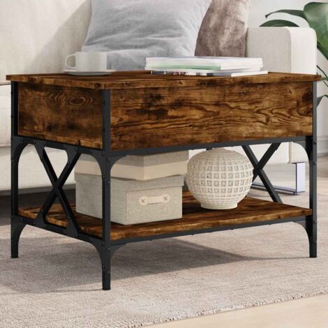 Coffee Table Smoked Oak 70x50x50 cm Engineered Wood and Metal vidaXL