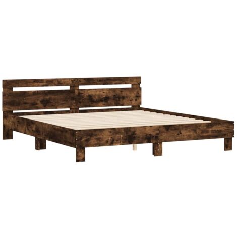 Bed Frame without Mattress Smoked Oak 180x200 cm Super King vidaXL (1/5)