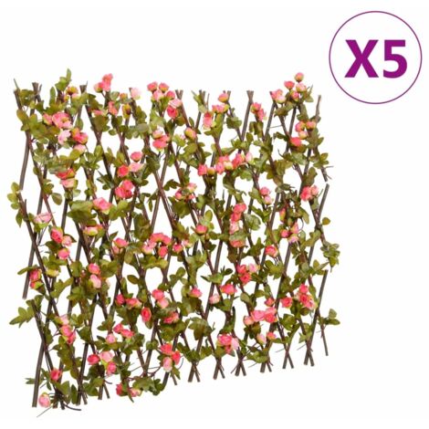 Artificial Ivy Trellis Expandable 5 pcs Dark Pink 180x60 cm vidaXL