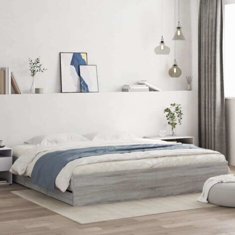 Bed Frame with Drawers without Mattress Grey Sonoma 160x200 cm vidaXL