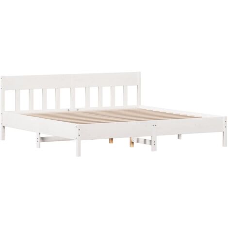 Bed Frame without Mattress White 200x200 cm Solid Wood Pine vidaXL