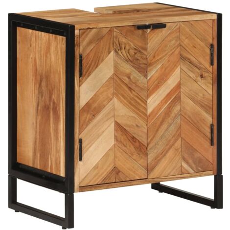 Bathroom Cabinet 55x35x60 cm Solid Wood Acacia and Iron vidaXL (1/5)