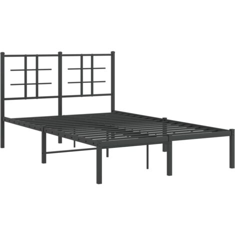 Metal Bed Frame without Mattress with Headboard Black 120x190cm vidaXL (1/5)