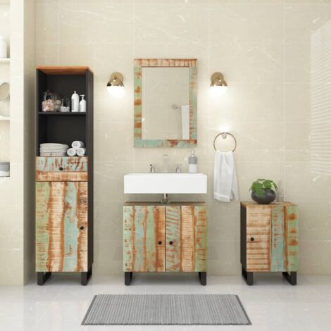 4 Piece Bathroom Furniture Set Solid Wood Reclaimed vidaXL