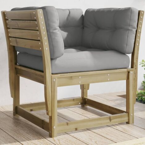Garden Sofa Grey Solid Pine Wood Medium Modular Garden Sofa vidaXL (1/5)
