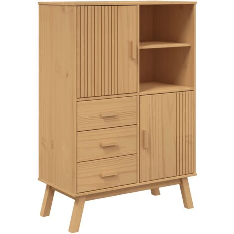 Highboard OLDEN Brown 85x43x125 cm Solid Wood Pine vidaXL (1/5)