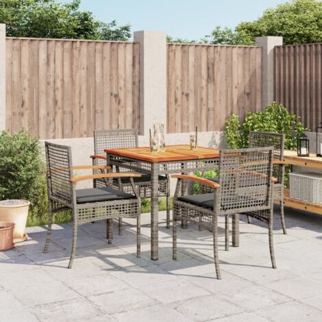 Garden Dining Set Grey PE Rattan 4 Seater vidaXL (1/5)