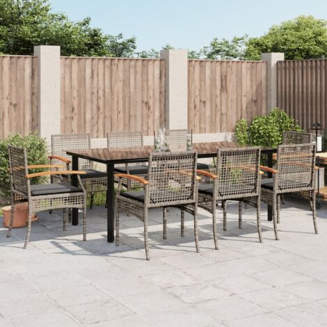Garden Dining Set Grey PE rattan Large UV-resistant materials vidaXL (1/5)