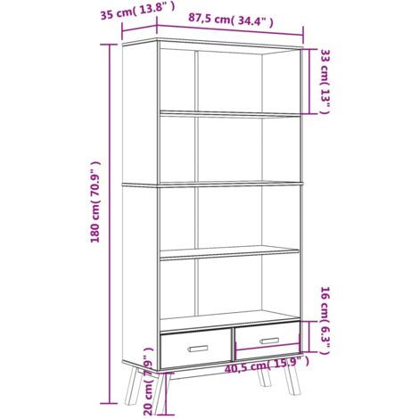 Bookcase 4-Tier OLDEN Grey and Brown Solid Wood Pine vidaXL