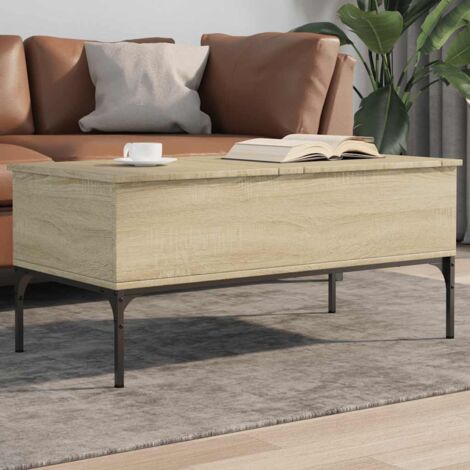 Coffee Table Sonoma Oak 100x50x45 cm Engineered Wood and Metal vidaXL (1/5)