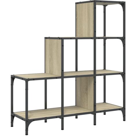 Bookcase Sonoma Oak 92x30x102 cm Engineered Wood and Metal vidaXL