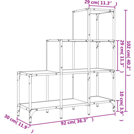 Bookcase Sonoma Oak 92x30x102 cm Engineered Wood and Metal vidaXL