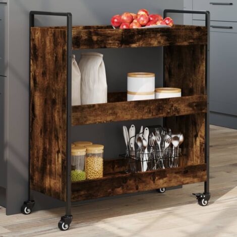 Kitchen Trolley Smoked Oak 70x30x82 cm Engineered Wood vidaXL