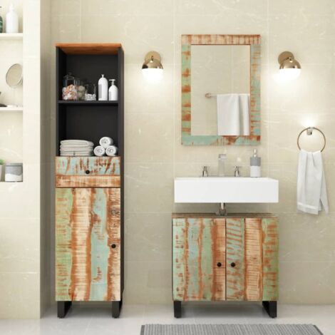 3 Piece Bathroom Furniture Set Solid Wood Reclaimed vidaXL (1/5)