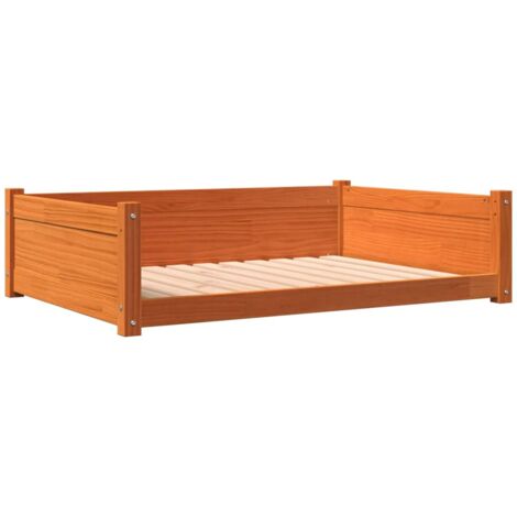 Dog Bed Wax Brown 105.5x75.5x28 cm Solid Wood Pine vidaXL