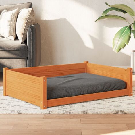 Dog Bed Wax Brown 105.5x75.5x28 cm Solid Wood Pine vidaXL