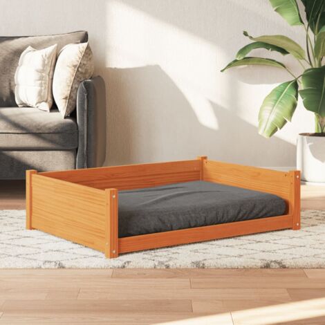 Dog Bed Wax Brown 105.5x75.5x28 cm Solid Wood Pine vidaXL