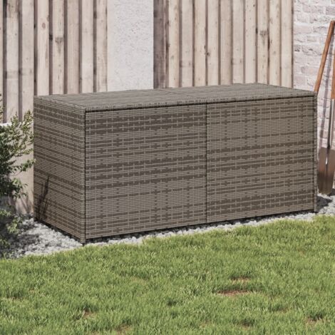 Garden Storage Box Grey 283L Poly Rattan vidaXL