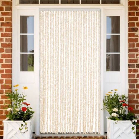 Fly Curtain Beige and White 100x230 cm Chenille vidaXL