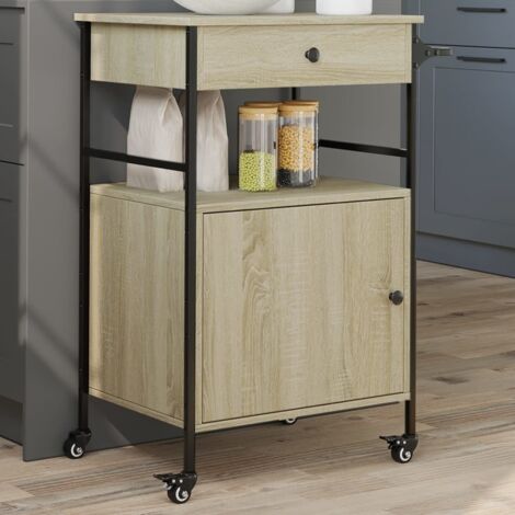 Kitchen Trolley Sonoma Oak 56x43x89.5 cm Engineered Wood vidaXL