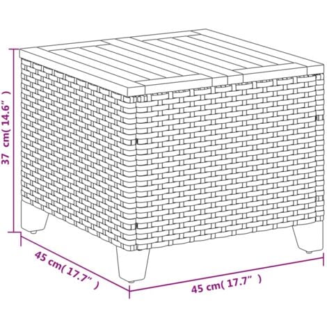 Garden Table Beige 45x45x37 cm Poly Rattan Acacia Wood vidaXL