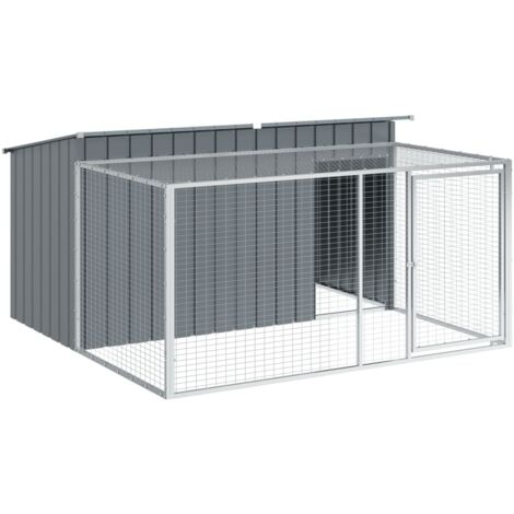 Dog House with Run Anthracite 197x194x110 cm Galvanised Steel vidaXL