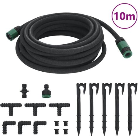 Garden Soaker Hose Black 0.6" 10 m Rubber vidaXL