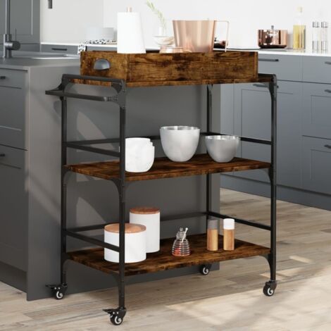 Kitchen Trolley Smoked Oak 81.5x41x92.5 cm Engineered Wood vidaXL (1/5)